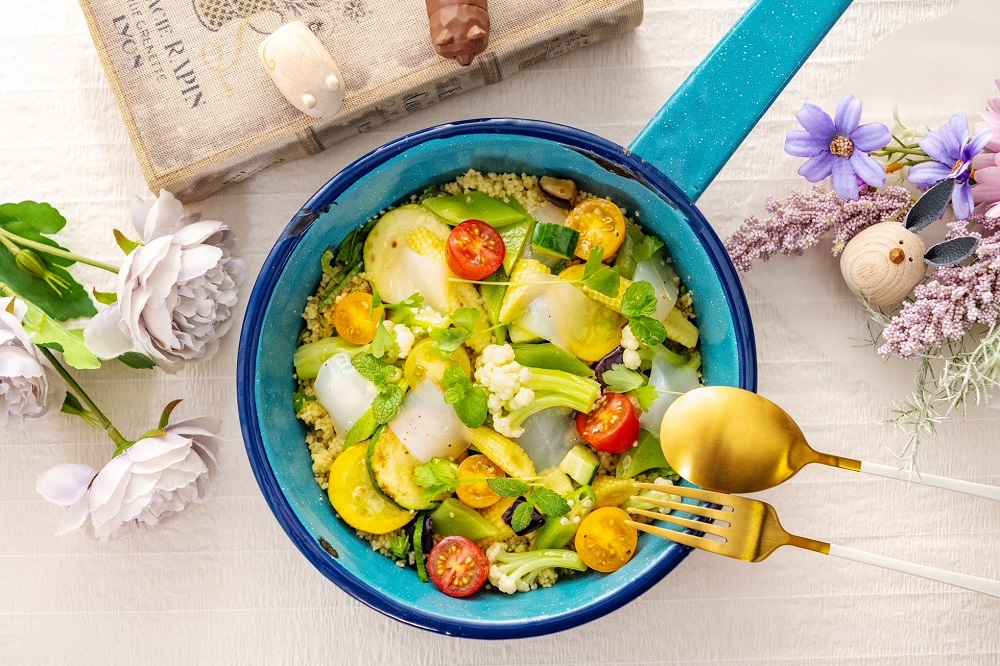 レシピ　夏野菜とヴィーガンのイカのタブレ